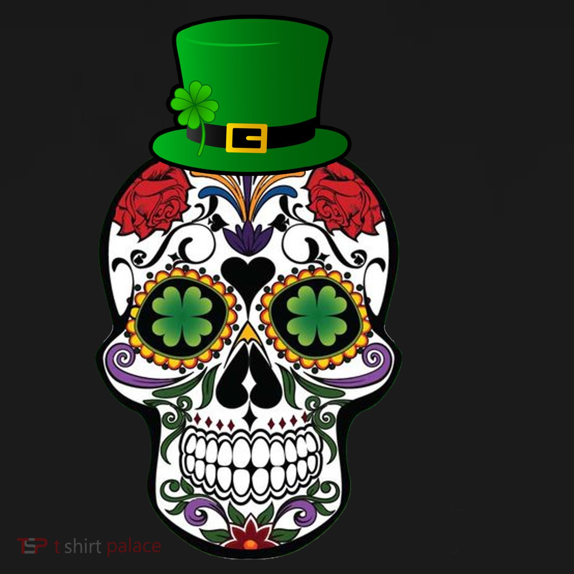 Cool St Patricks Day Irish Day Of The Dead Skull Doggie Tank