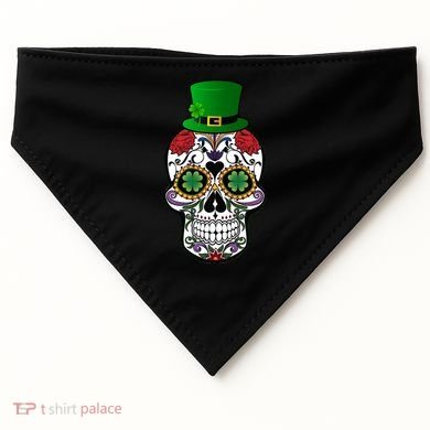 Cool St Patricks Day Irish Day Of The Dead Skull USA-Made Doggie Bandana