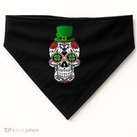 Cool St Patricks Day Irish Day Of The Dead Skull USA-Made Doggie Bandana thumb 0