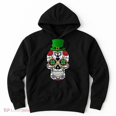 Cool St Patricks Day Irish Day Of The Dead Skull Hoodie