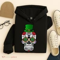 Cool St Patricks Day Irish Day Of The Dead Skull Hoodie thumb 4