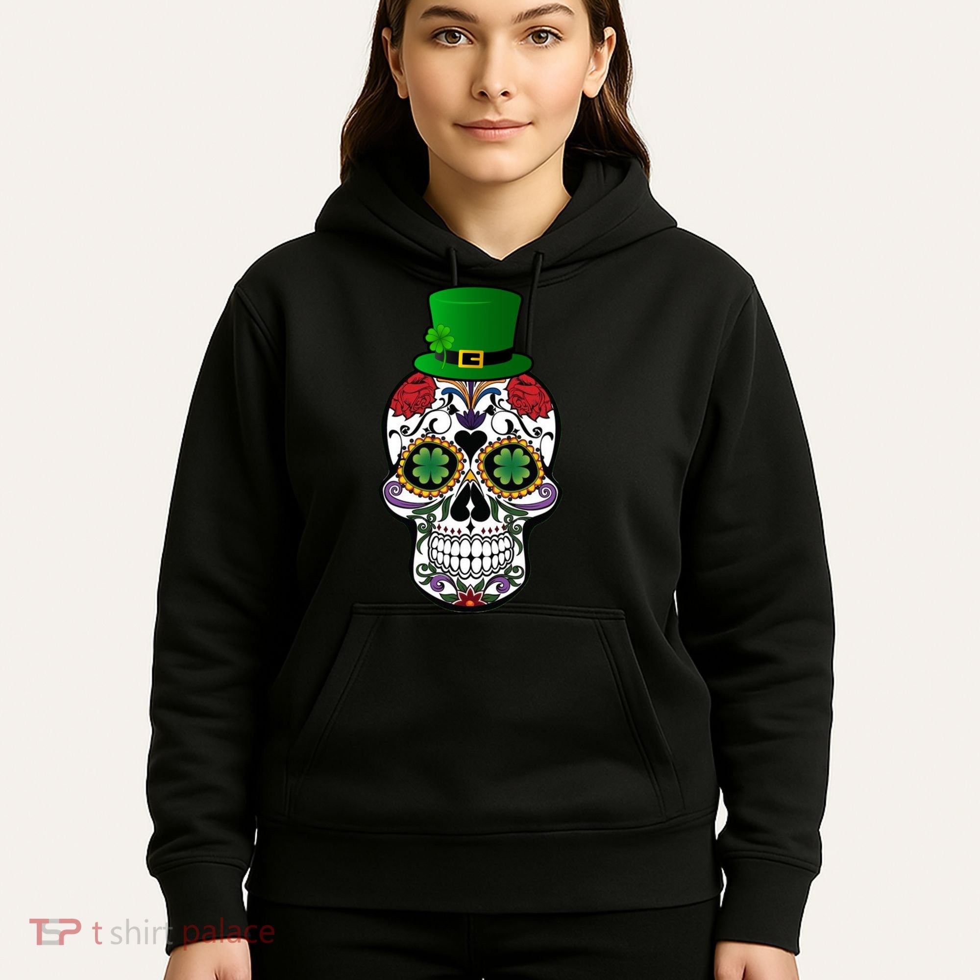 Cool St Patricks Day Irish Day Of The Dead Skull Hoodie