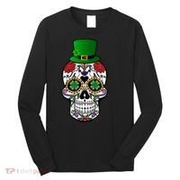 Cool St Patricks Day Irish Day Of The Dead Skull Long Sleeve Shirt thumb 0
