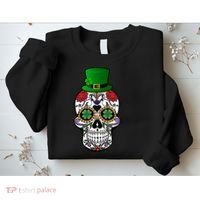 Cool St Patricks Day Irish Day Of The Dead Skull Sweatshirt thumb 2