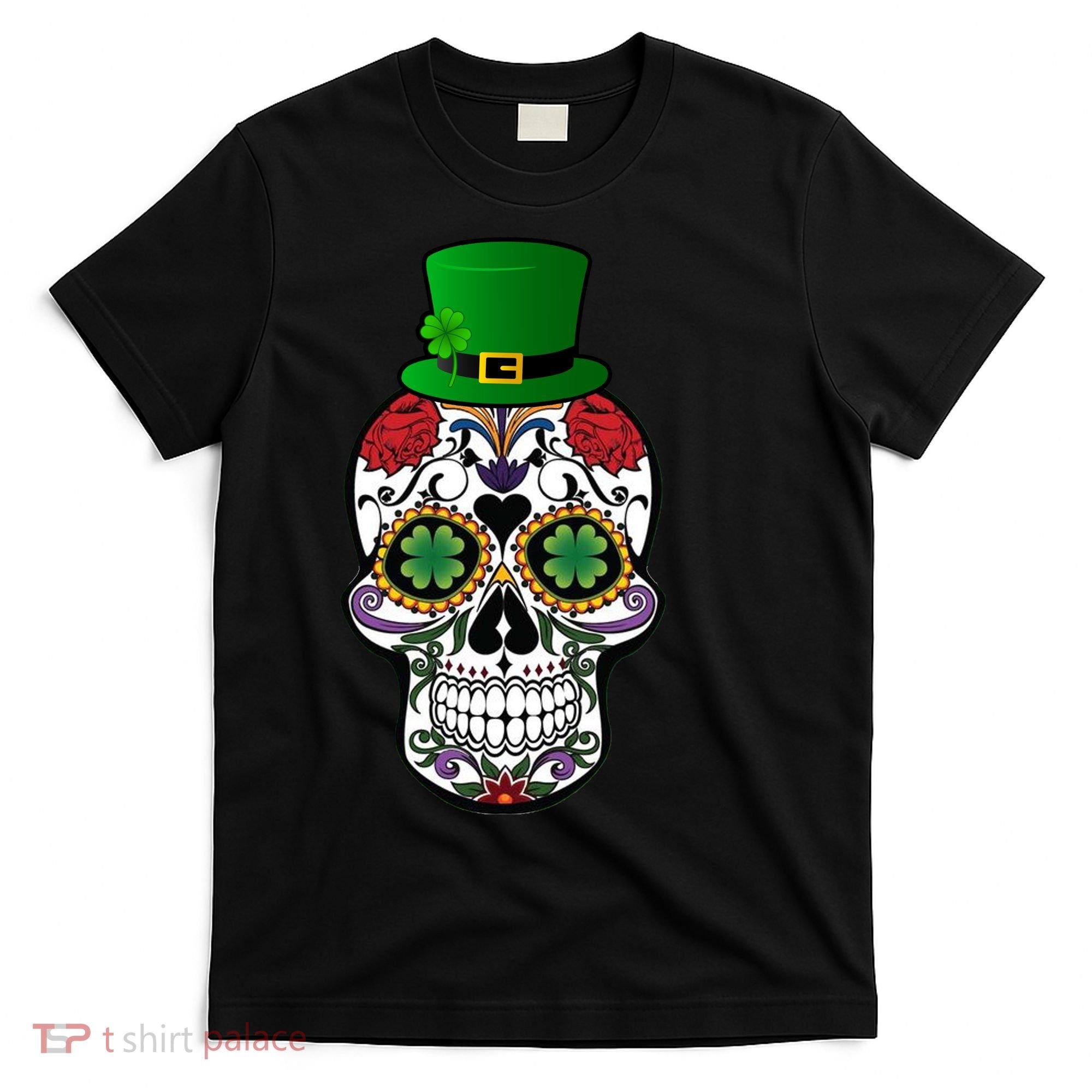 Cool St Patricks Day Irish Day Of The Dead Skull T-Shirt
