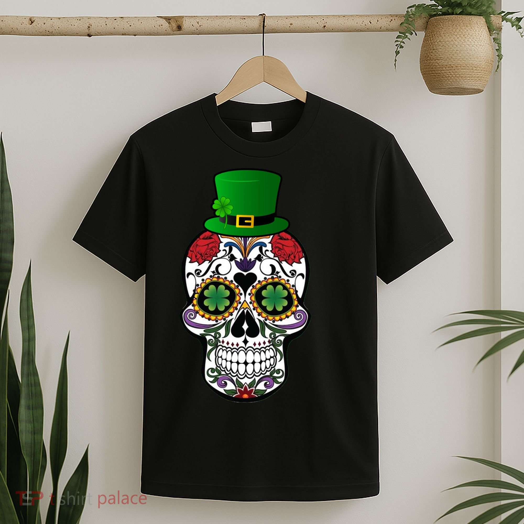 Cool St Patricks Day Irish Day Of The Dead Skull T-Shirt