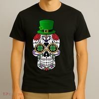 Cool St Patricks Day Irish Day Of The Dead Skull T-Shirt thumb 3