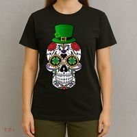 Cool St Patricks Day Irish Day Of The Dead Skull T-Shirt thumb 4