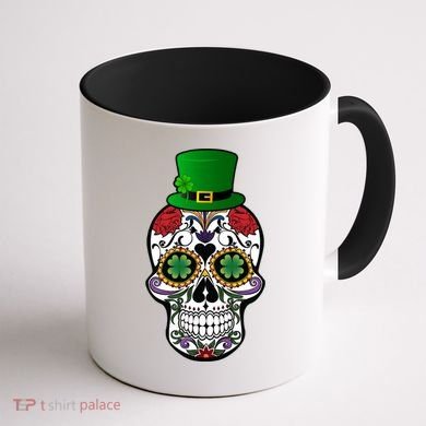 Cool St Patricks Day Irish Day Of The Dead Skull Coffee Mug back