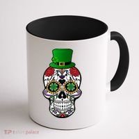Cool St Patricks Day Irish Day Of The Dead Skull Coffee Mug thumb 1