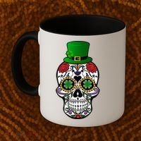 Cool St Patricks Day Irish Day Of The Dead Skull Coffee Mug thumb 2