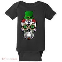 Cool St Patricks Day Irish Day Of The Dead Skull Baby Bodysuit thumb 0