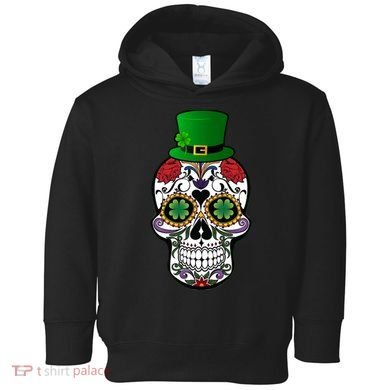 Cool St Patricks Day Irish Day Of The Dead Skull Toddler Hoodie