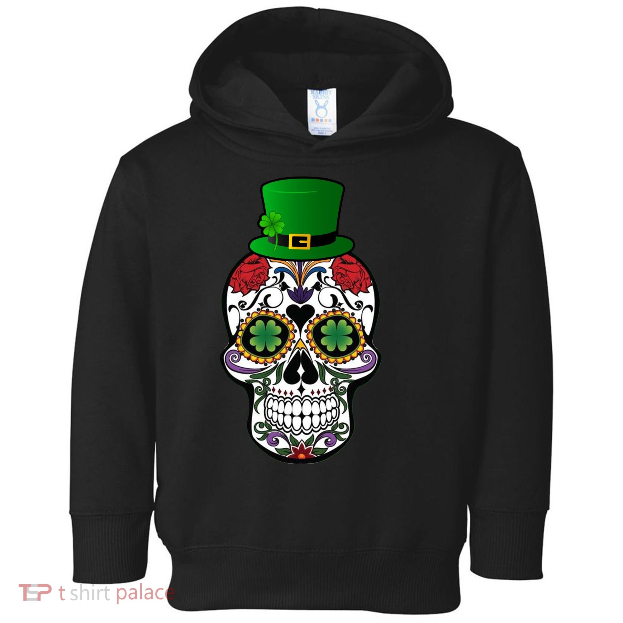 Cool St Patricks Day Irish Day Of The Dead Skull Toddler Hoodie