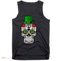 Cool St Patricks Day Irish Day Of The Dead Skull Tank Top thumb 0