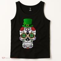 Cool St Patricks Day Irish Day Of The Dead Skull Tank Top thumb 2