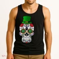 Cool St Patricks Day Irish Day Of The Dead Skull Tank Top thumb 3