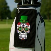 Cool St Patricks Day Irish Day Of The Dead Skull Golf Towel thumb 2