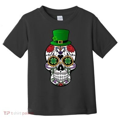 Cool St Patricks Day Irish Day Of The Dead Skull Toddler T-Shirt