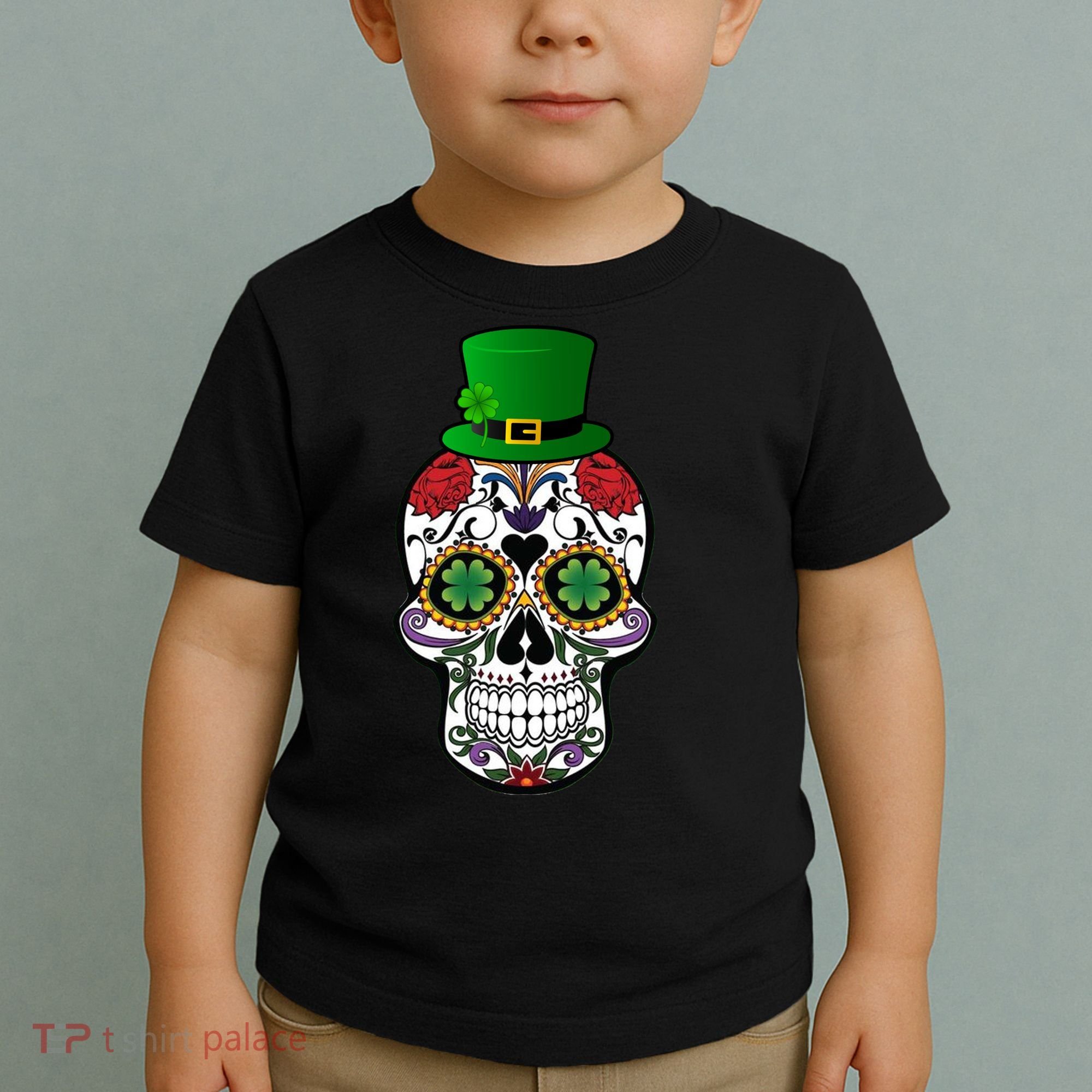 Cool St Patricks Day Irish Day Of The Dead Skull Toddler T-Shirt