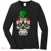 Cool St Patricks Day Irish Day Of The Dead Skull Women's Long Sleeve Shirt thumb 0