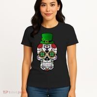 Cool St Patricks Day Irish Day Of The Dead Skull Women's T-Shirt thumb 4