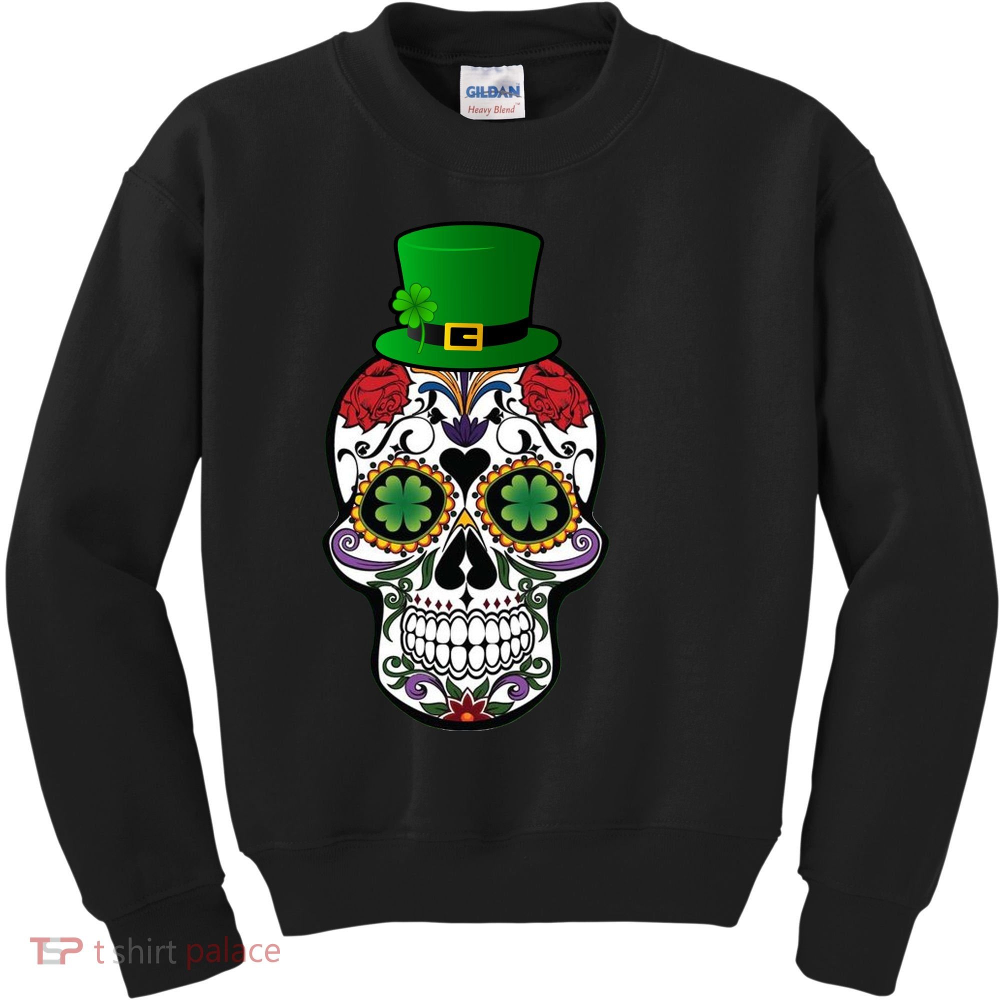 Cool St Patricks Day Irish Day Of The Dead Skull Kids Sweatshirt