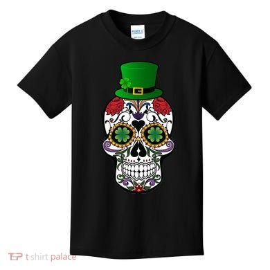 Cool St Patricks Day Irish Day Of The Dead Skull Kids T-Shirt