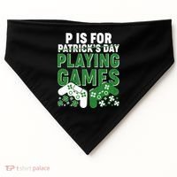 Cool St Patrick's Day P Is For Playing Games   USA-Made Doggie Bandana thumb 0