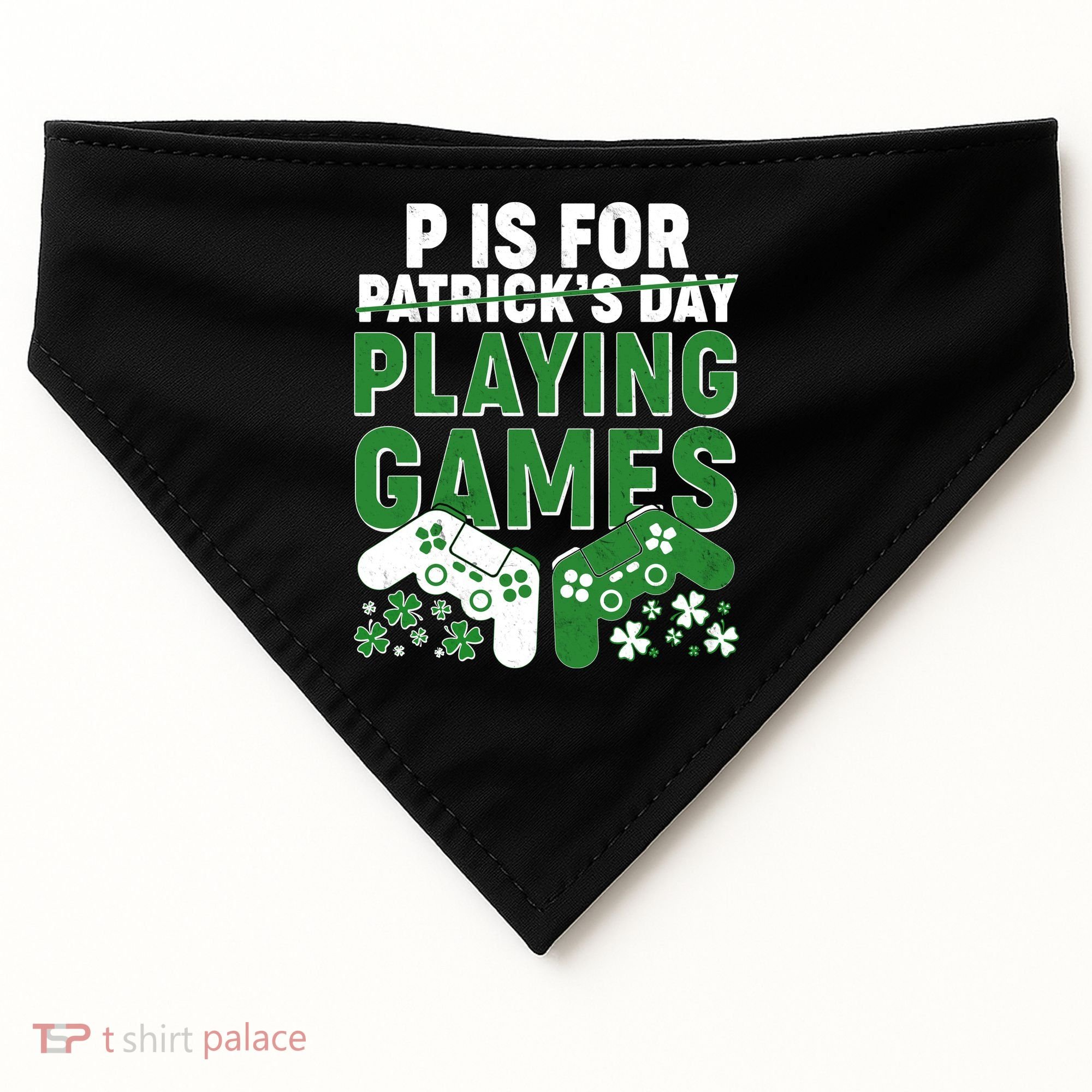 Cool St Patrick's Day P Is For Playing Games   USA-Made Doggie Bandana