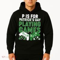 Cool St Patrick's Day P Is For Playing Games   Hoodie thumb 2