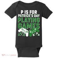 Cool St Patrick's Day P Is For Playing Games   Baby Bodysuit thumb 0