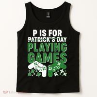 Cool St Patrick's Day P Is For Playing Games   Tank Top thumb 2