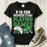 Cool St Patrick's Day P Is For Playing Games   Women's T-Shirt thumb 3