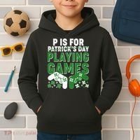 Cool St Patrick's Day P Is For Playing Games   Kids Hoodie thumb 2