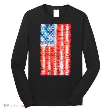 Cool Tie Dye USA American Flag Long Sleeve Shirt