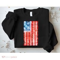 Cool Tie Dye USA American Flag Sweatshirt thumb 2