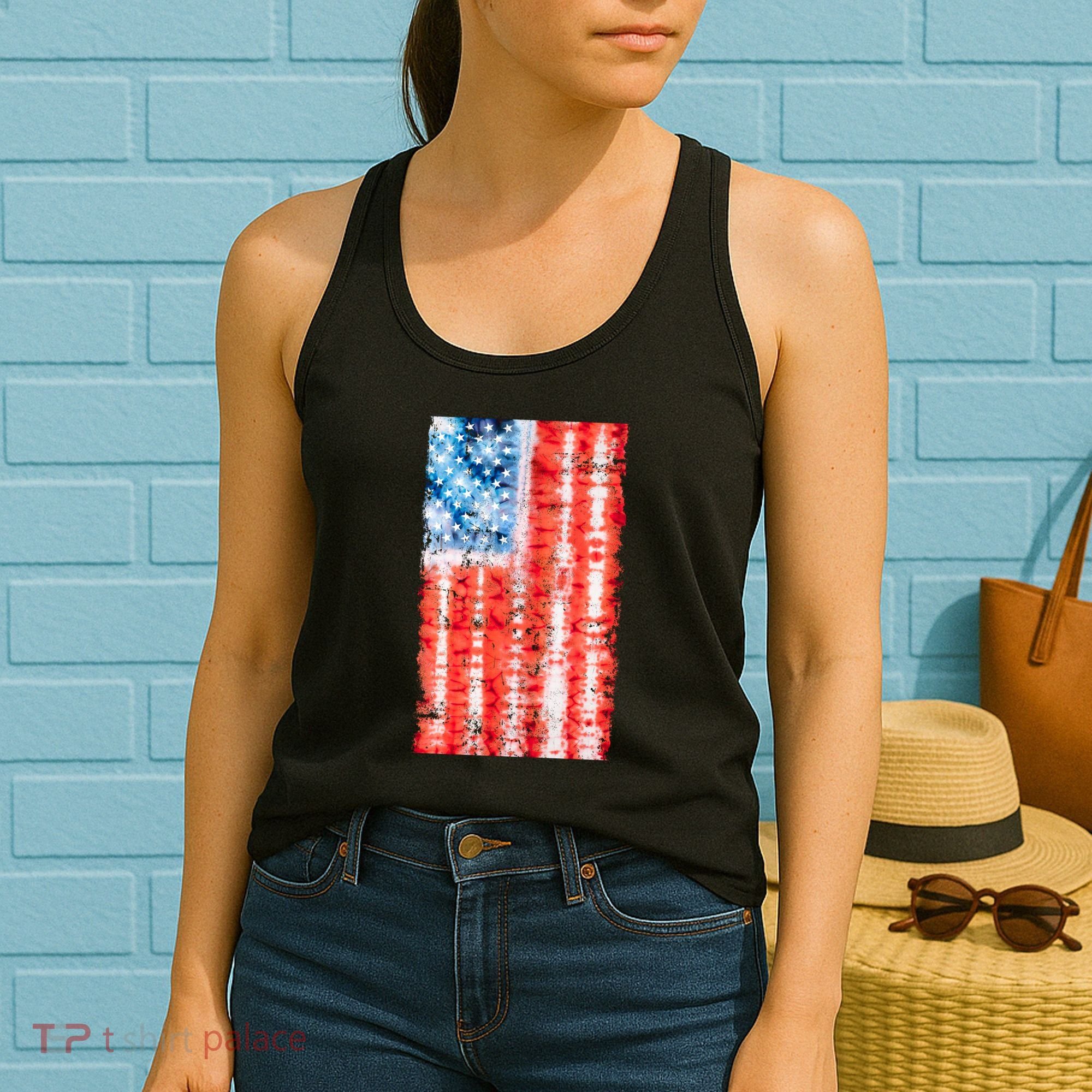 Cool Tie Dye USA American Flag Women's Tank Top
