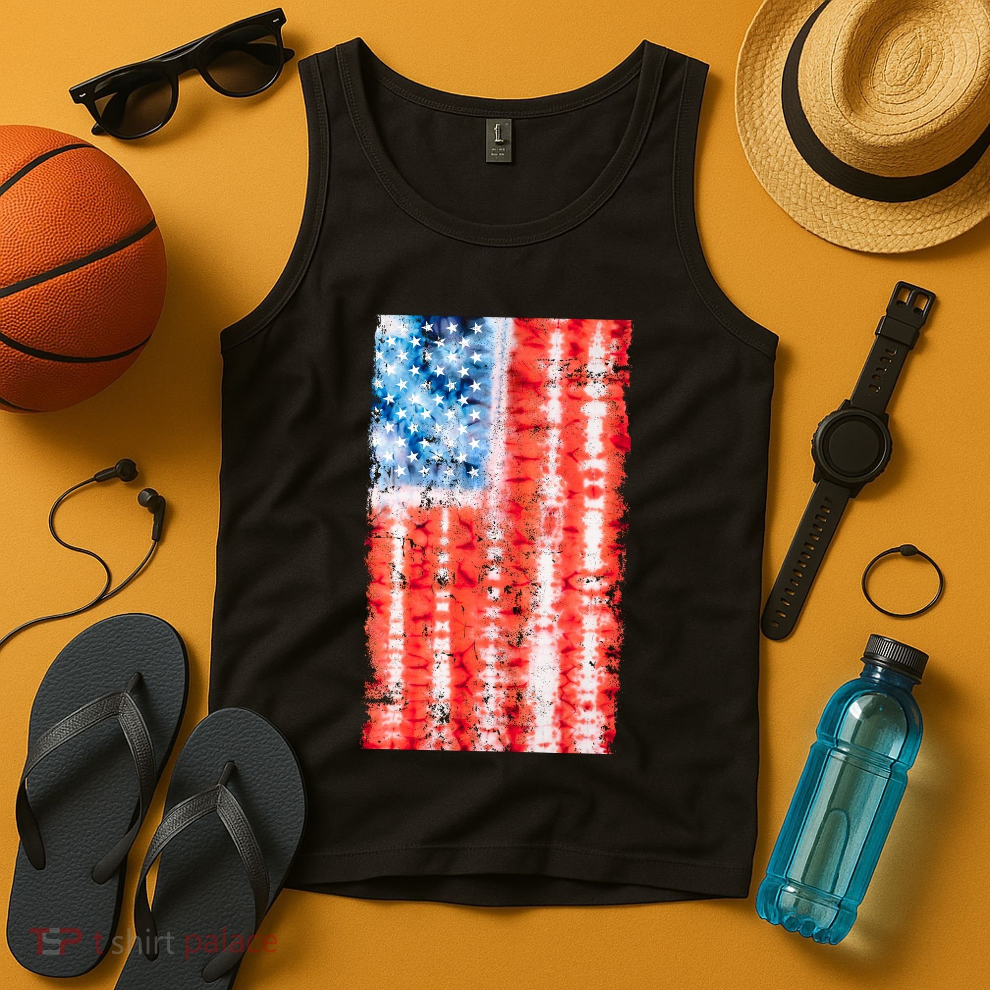 Cool Tie Dye USA American Flag Tank Top