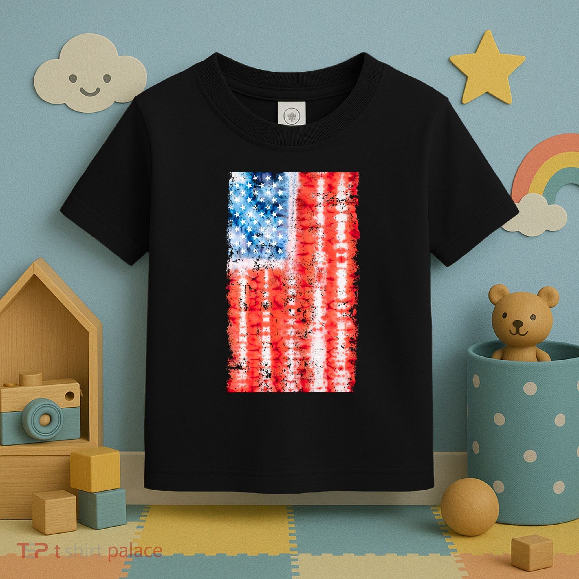 Cool Tie Dye USA American Flag Toddler T-Shirt