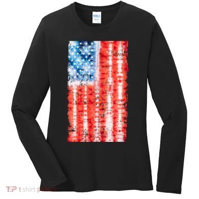 Cool Tie Dye USA American Flag Women's Long Sleeve Shirt