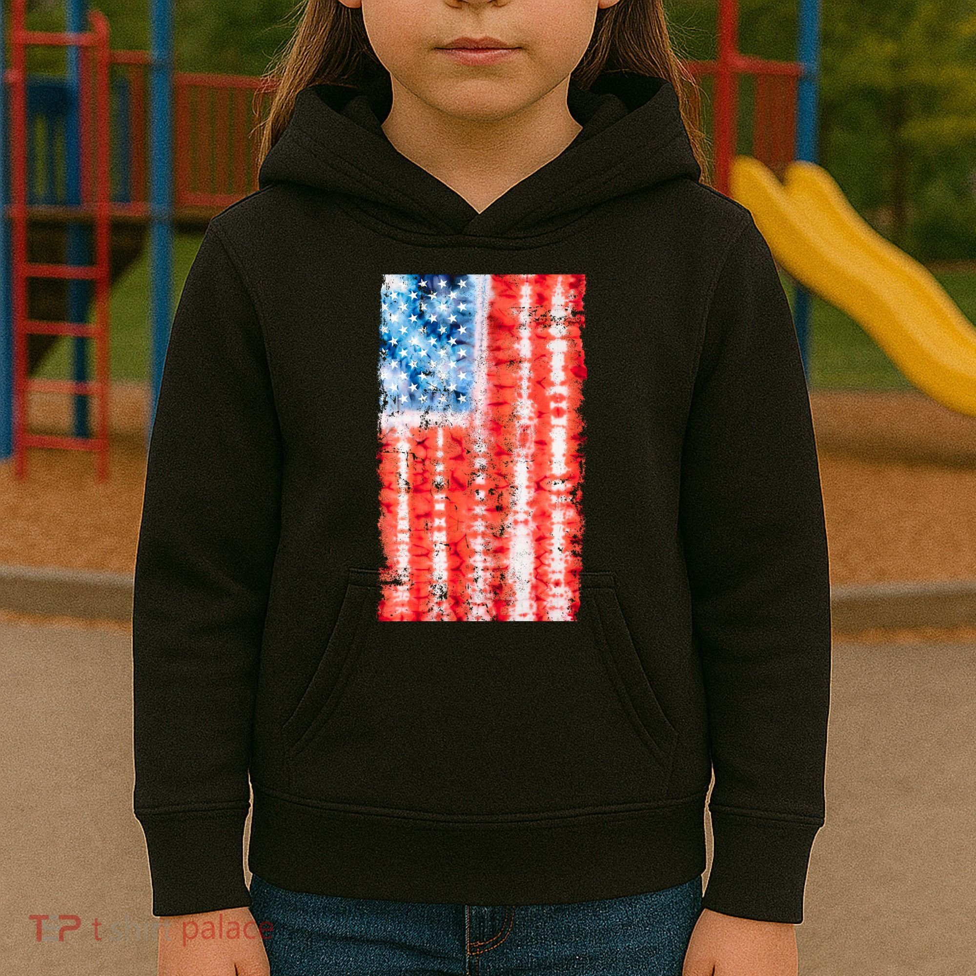 Cool Tie Dye USA American Flag Kids Hoodie