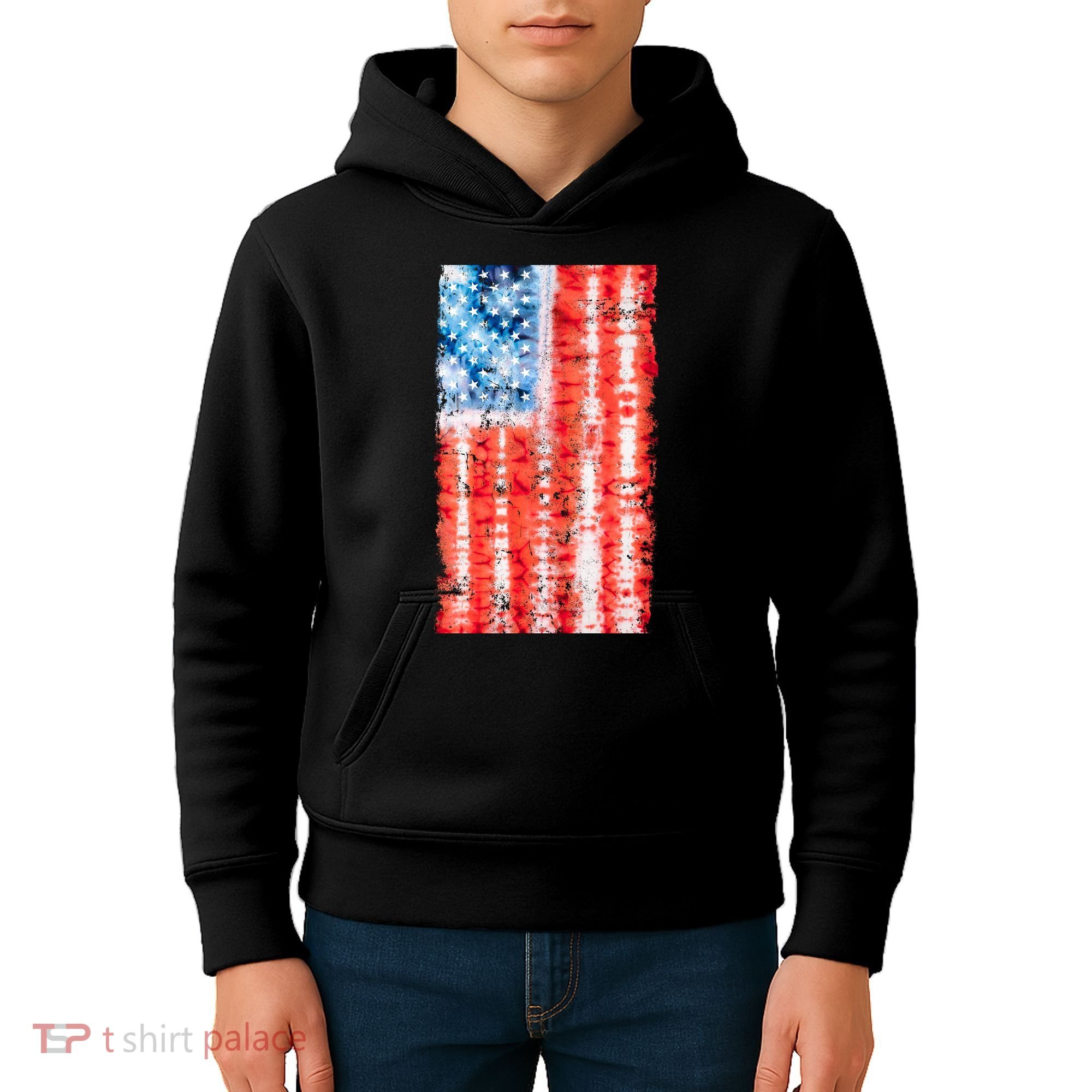 Cool Tie Dye USA American Flag Kids Hoodie