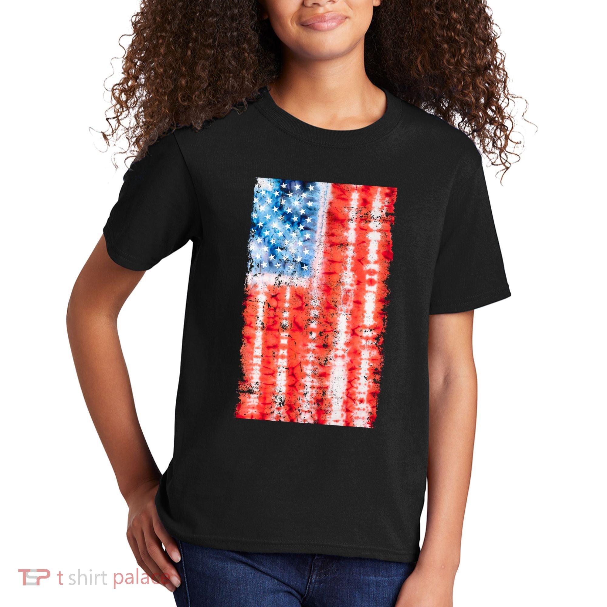 Cool Tie Dye USA American Flag Kids T-Shirt