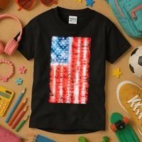 Cool Tie Dye USA American Flag Kids T-Shirt thumb 3