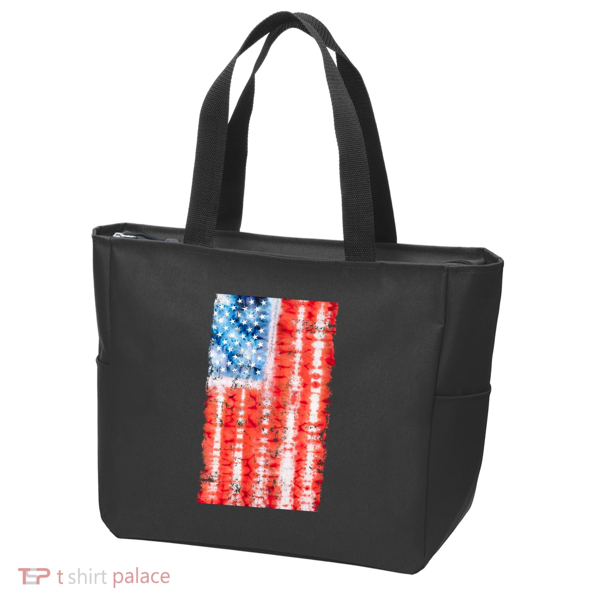 Cool Tie Dye USA American Flag Tote Bag