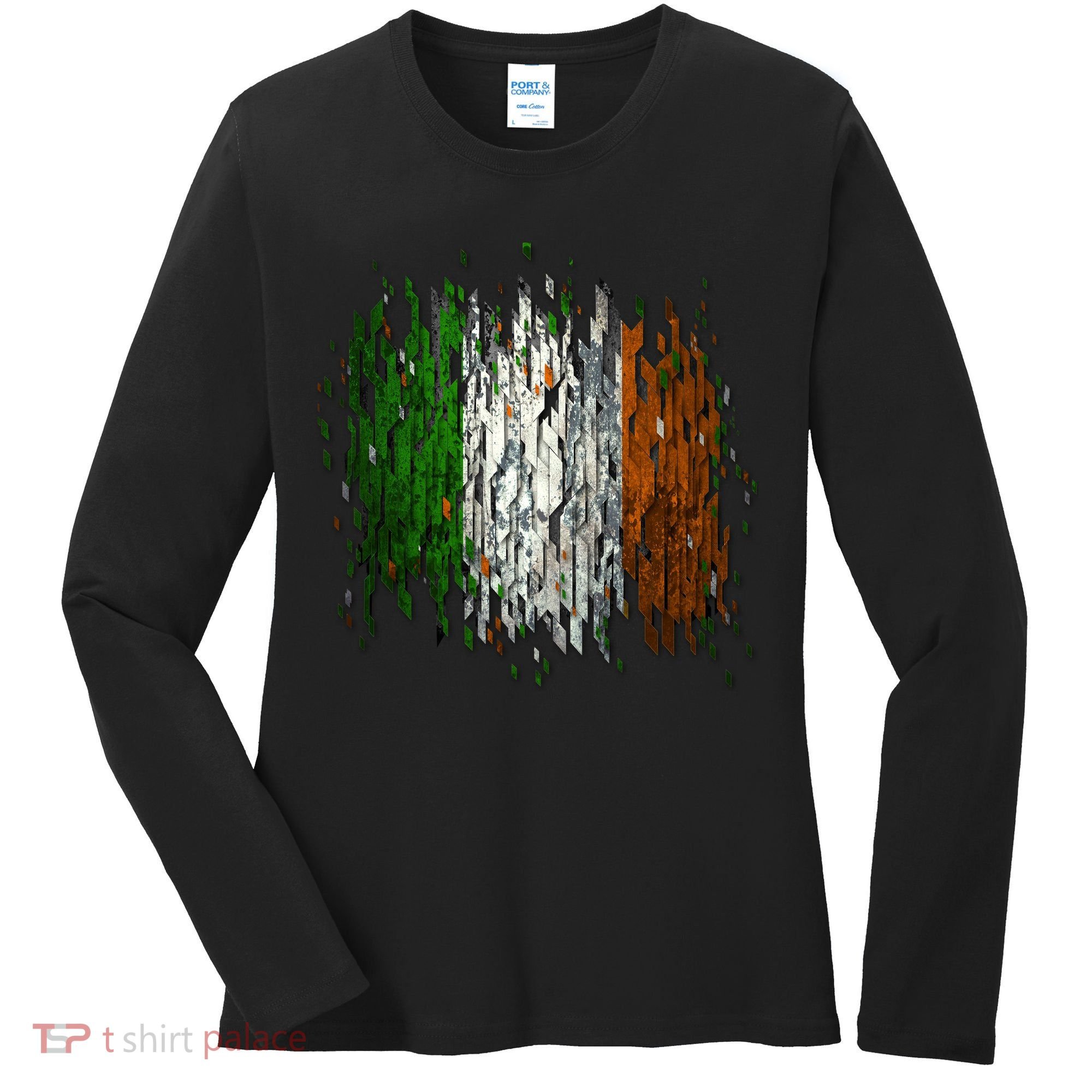 Cool Torn Irish Ireland Flag St. Patrick's Day Women's Long Sleeve Shirt