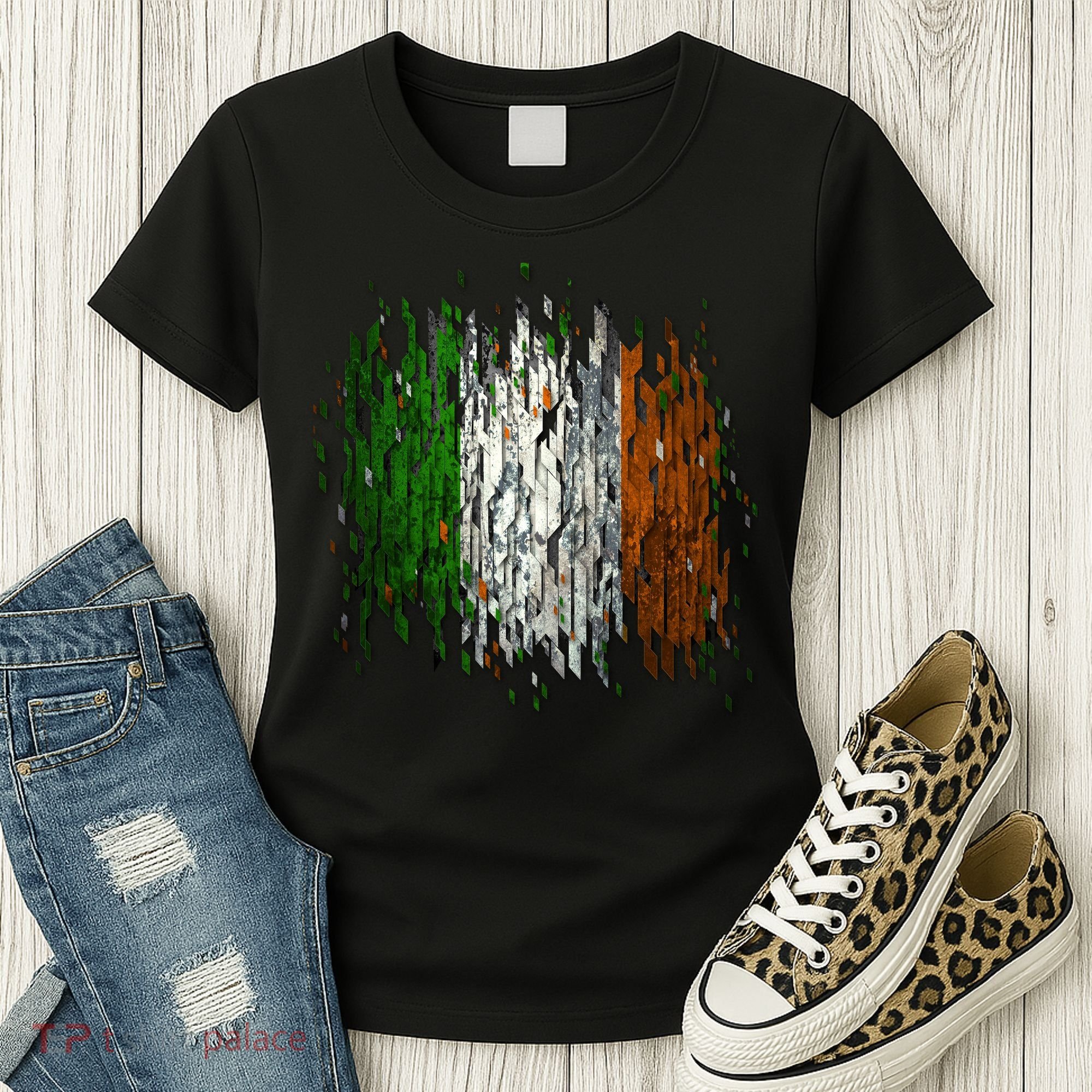 Cool Torn Irish Ireland Flag St. Patrick's Day Women's T-Shirt