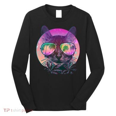 Cool Tropical Shade Cat Long Sleeve Shirt