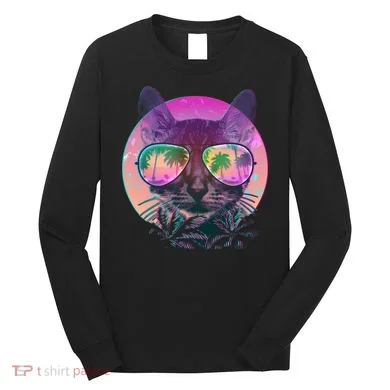 Cool Tropical Shade Cat Long Sleeve Shirt